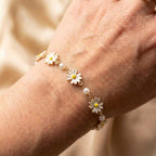 Vintage Pearl Gold White Flower Bracelet