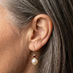 Vintage Pearl & Red Crystal Earrings