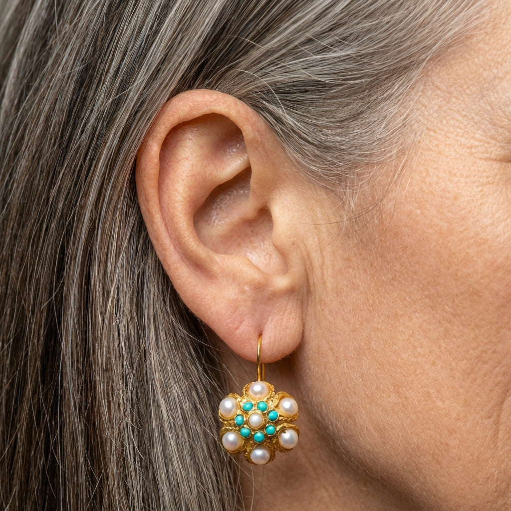 Vintage Pearl Turquoise Earrings
