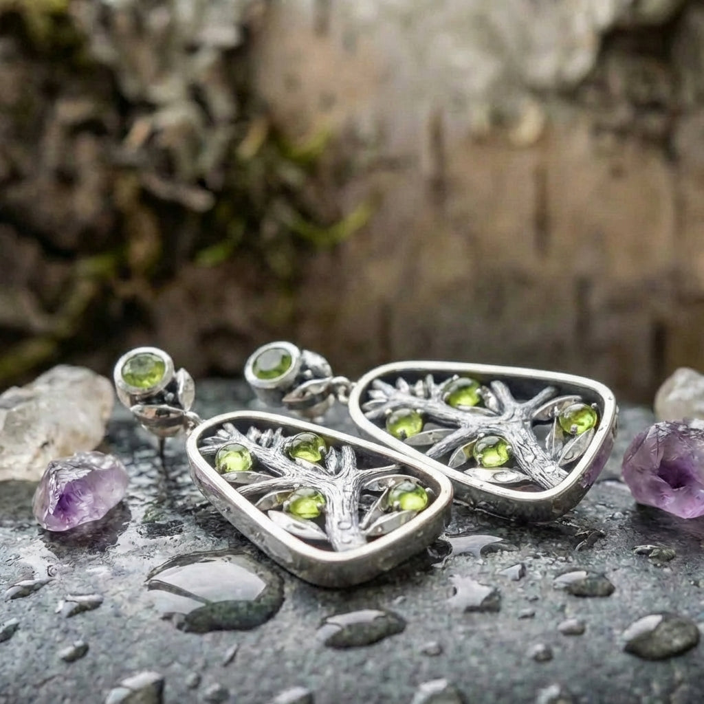 Vintage Peridot Branch Earrings