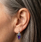 Vintage Purple Stone Dangle Earrings
