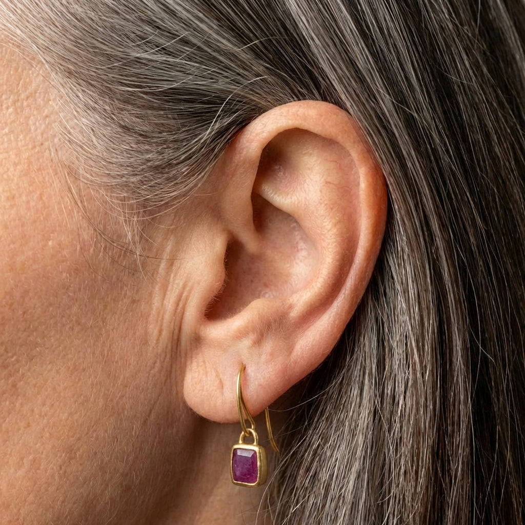 Vintage Purple Stone Earrings