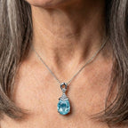 Vintage Silver Aqua Crystal Necklace