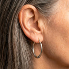 Vintage Silver Carved Pattern Hoop Earrings