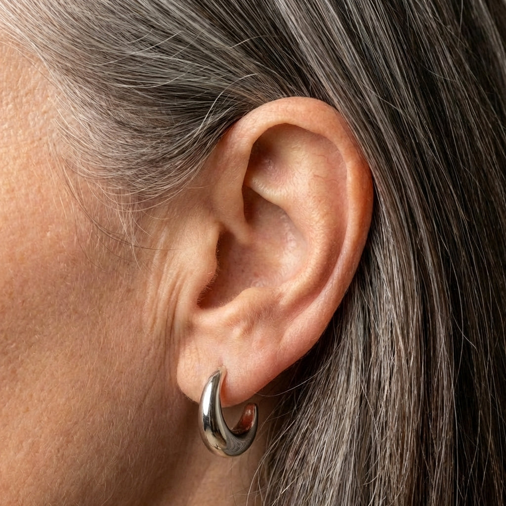 Vintage Silver & Curved Crescent Design Earrings