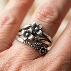 Vintage Silver Flower Layered Ring