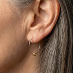 Vintage Silver Hoop Golden Pearl Earrings