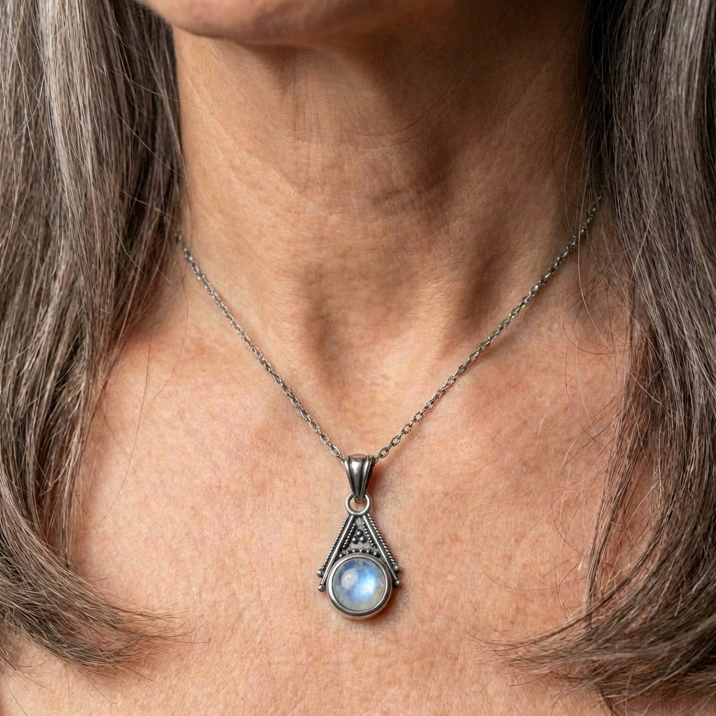 Vintage Silver Moonstone Necklace