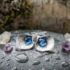Vintage Silver & Sapphire Petal Earrings