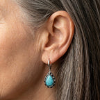 Vintage Silver Turquoise Teardrop Earrings