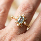 Vintage Sky Blue Gem Pearl Ring