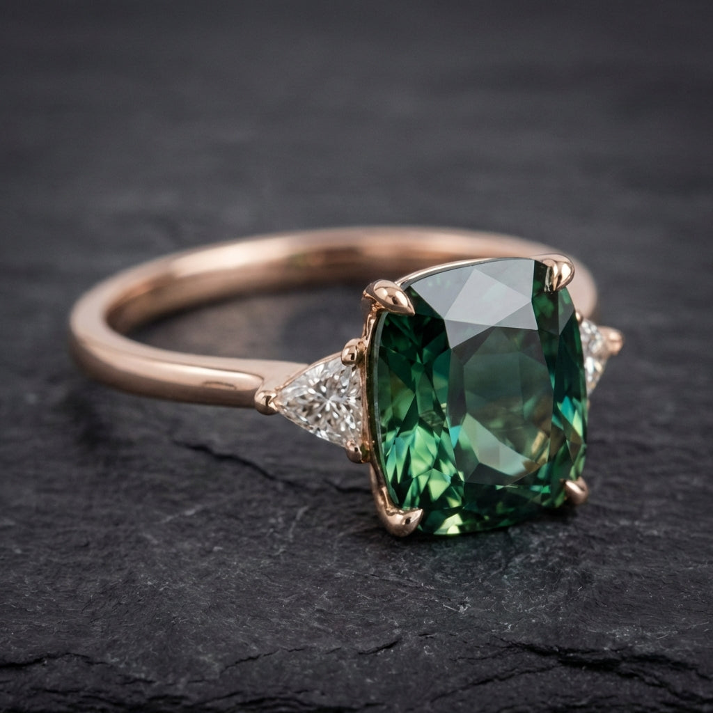 Vintage Square Green Zircon Ring