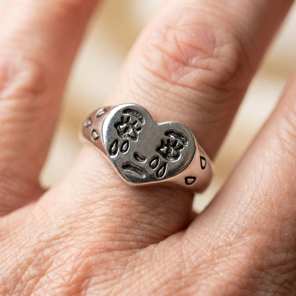 Vintage Sterling Silver Face Ring