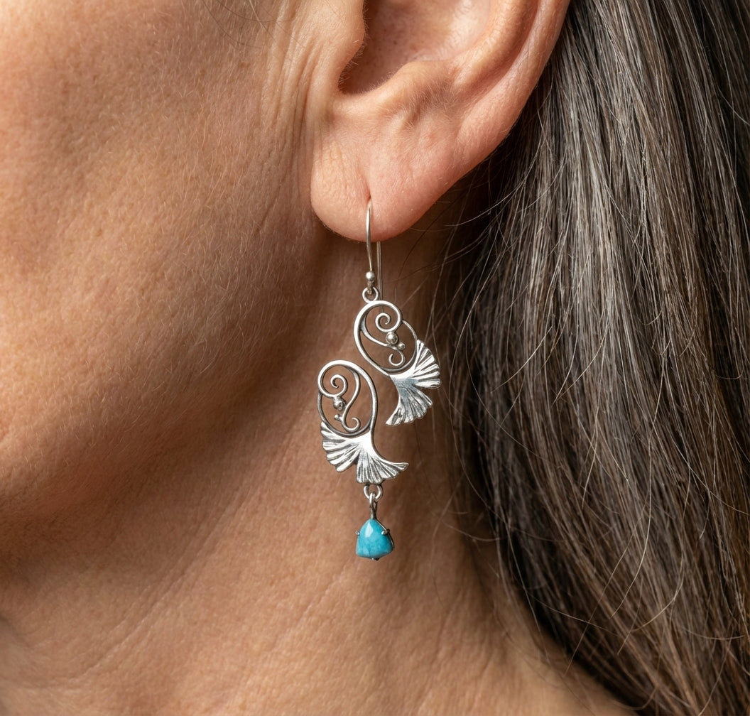 Vintage Turquoise Flower Earrings