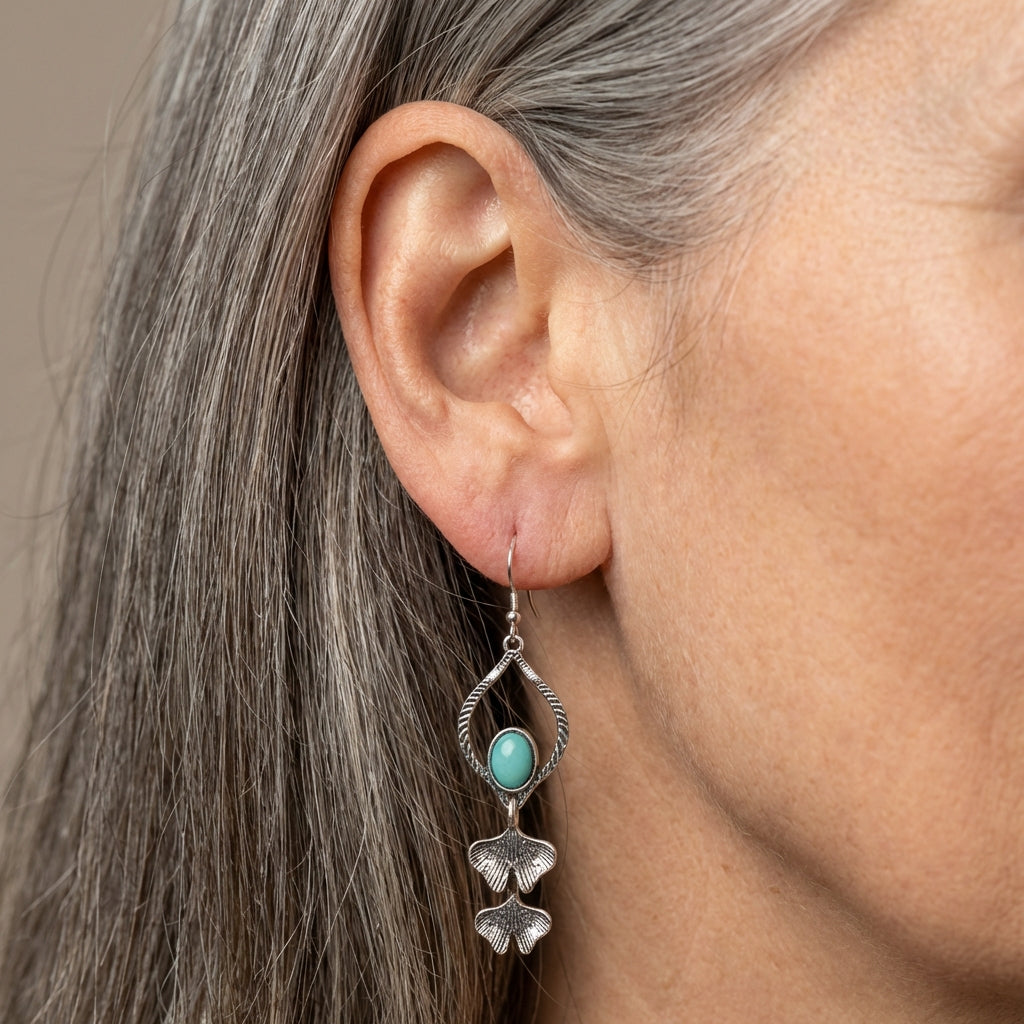 Vintage Turquoise Leaf Earrings
