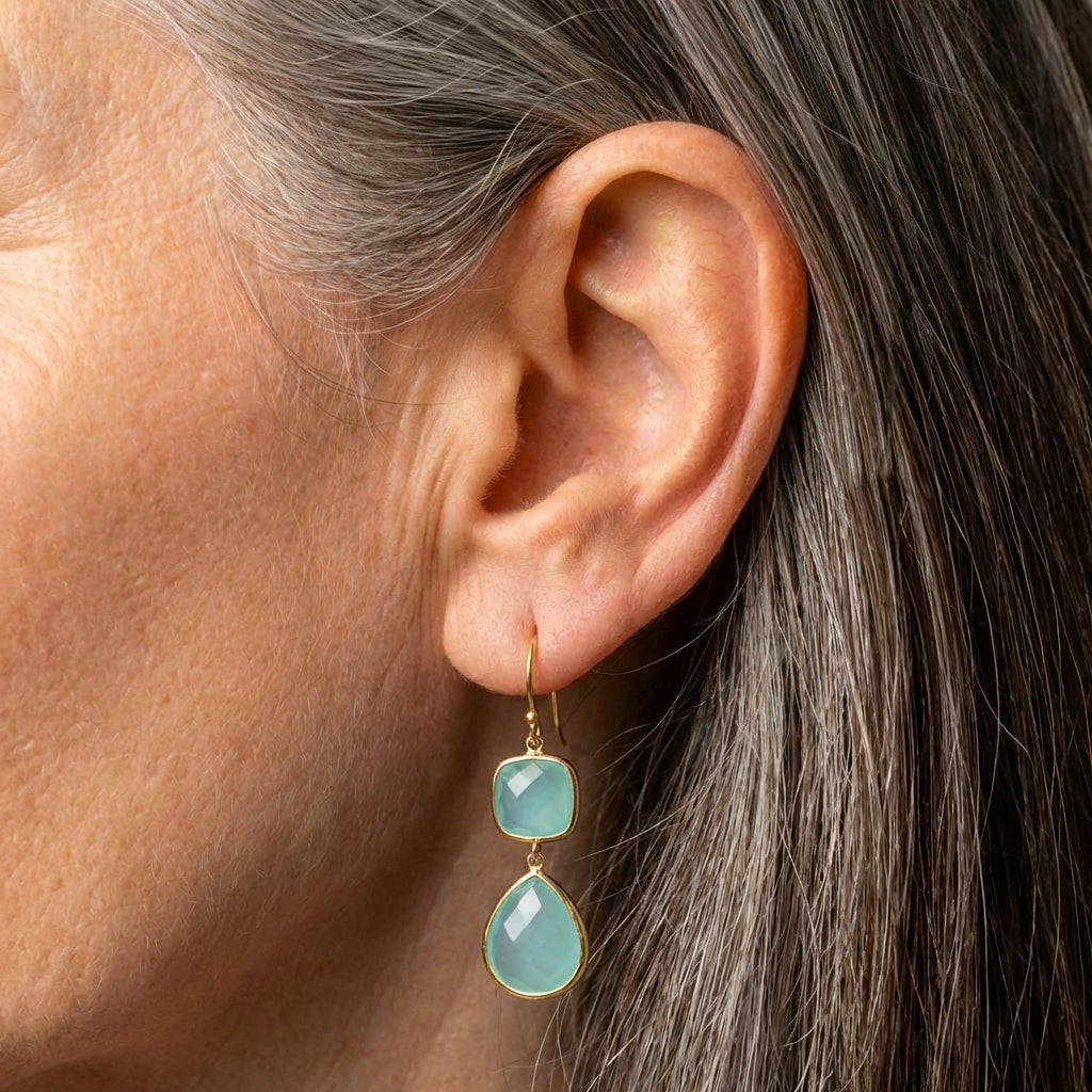 Vintage Turquoise Moonstone Earrings
