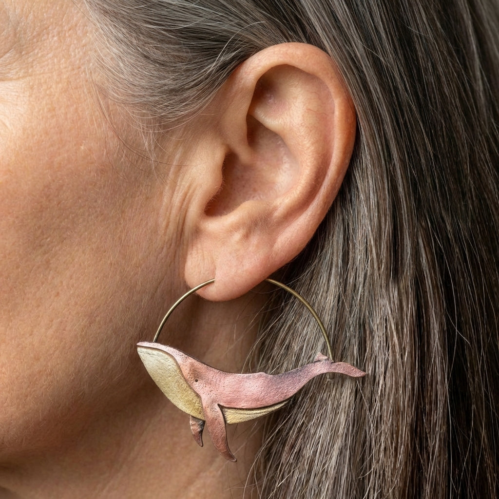Vintage Whale Hoop Earrings