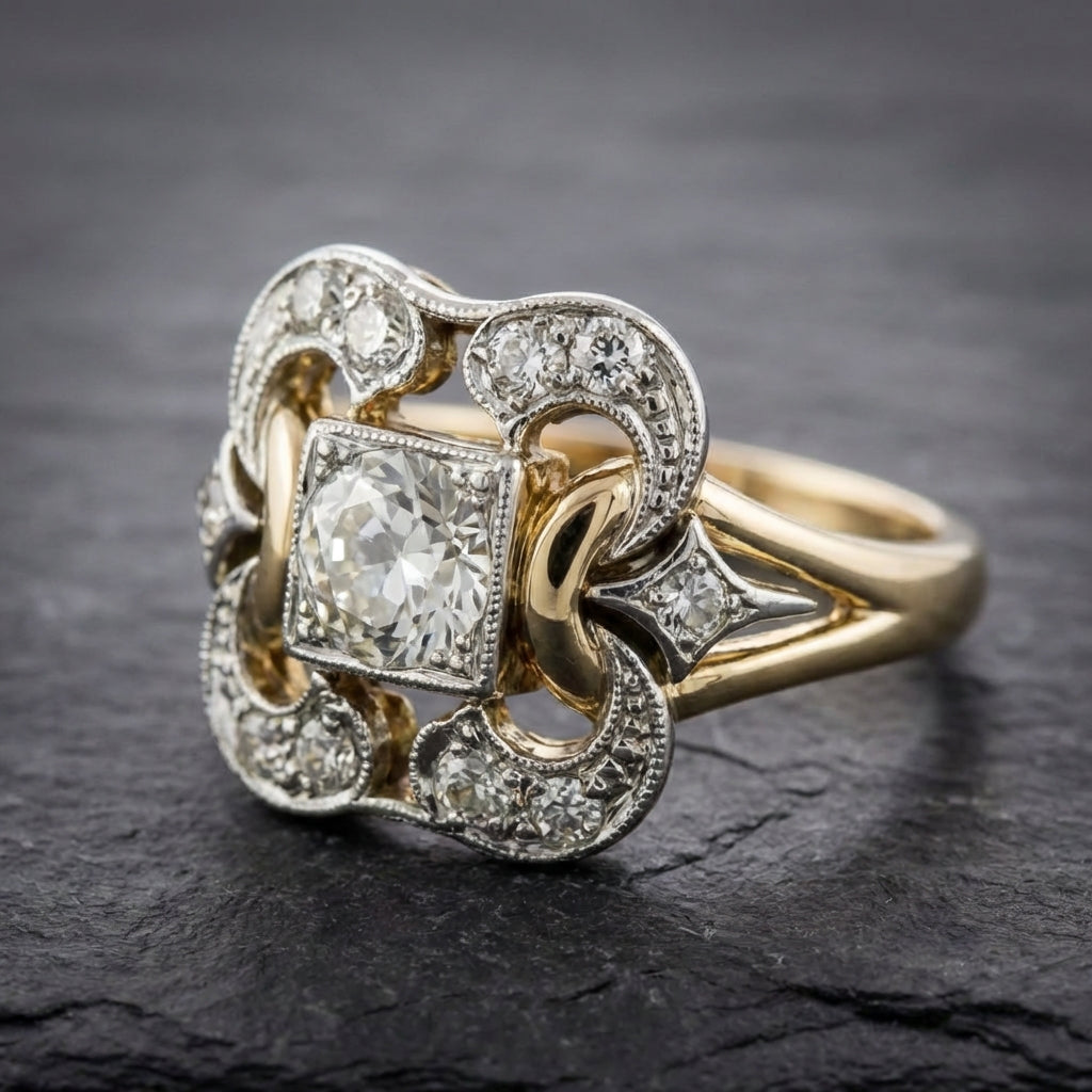Vintage Zirconia Gold Ring