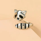 Adjustable Raccoon Ring In 925 Sterling Silver