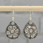 Boho Floral Silver Earrings