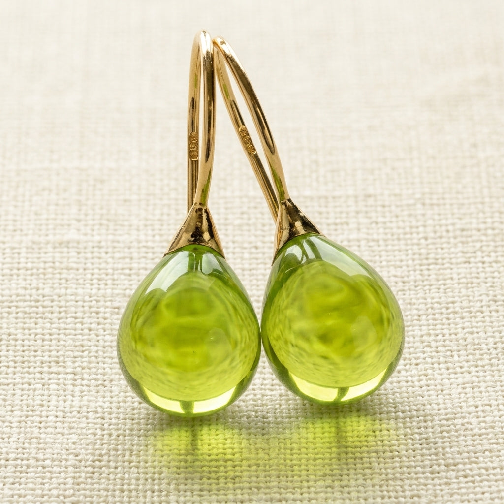 Vintage Green Bright Drop Earrings
