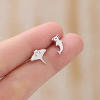 Mismatched Kawaii Hammerhead Shark And Manta Ray Stud Earrings