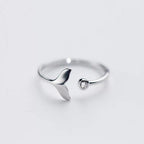 Dolphin Tail Ring In 925 Sterling Silver And Adjustable Zirconia