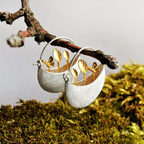 Gold Plated Floral Basket Earrings In Silver