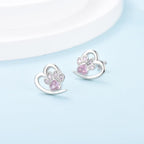 Paw And Heart Earrings With Zirconiaconia