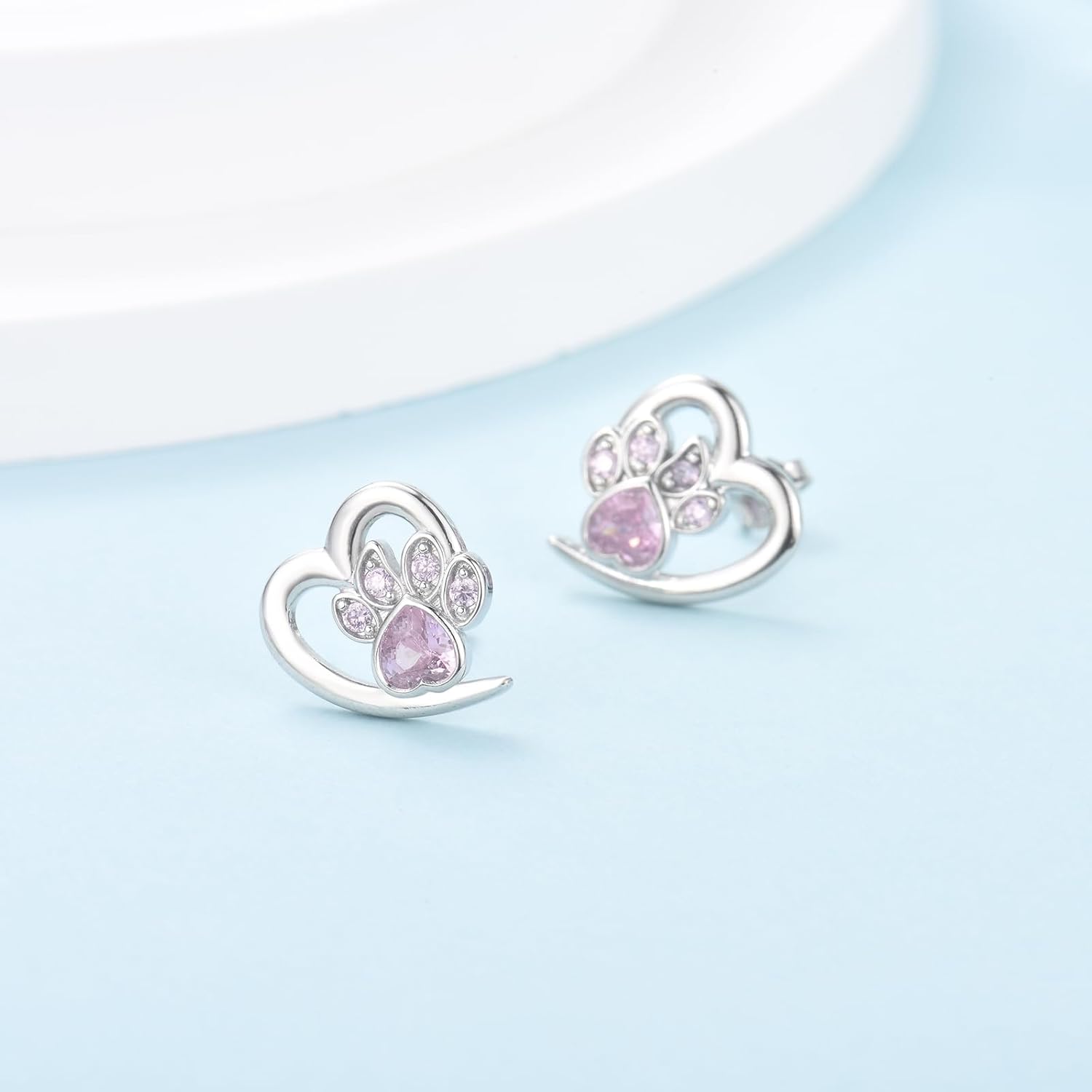Paw And Heart Earrings With Zirconiaconia