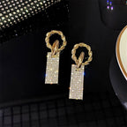 Luxurious Zirconia Earrings In Sterling Silver And Rhinestone Encrusted Baths