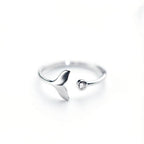 Dolphin Tail Ring In 925 Sterling Silver And Adjustable Zirconia