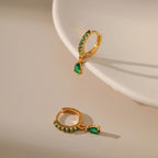 Green Zirconia Earrings In Gold