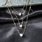 Three Pendant Necklace With Gold Zirconia