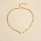 Greek Pearl Necklace In Gold