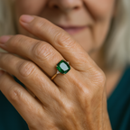 Green Zirconia Ring In Gold