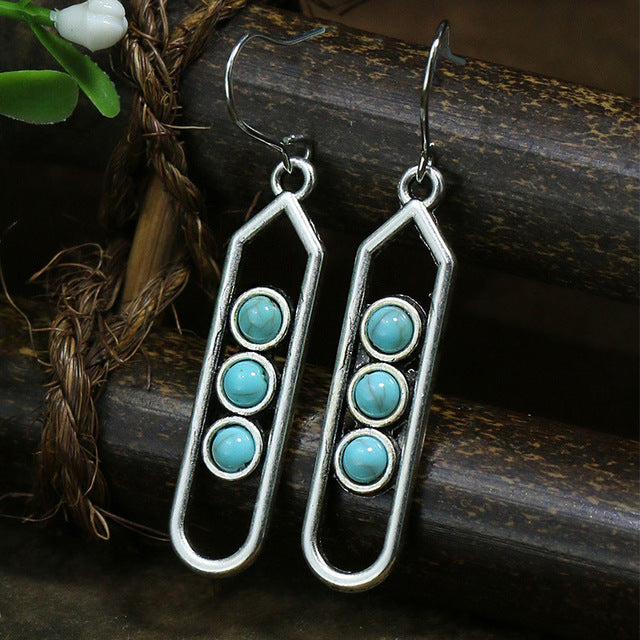 Triple Opal Sphere Earrings In Sterling Silver