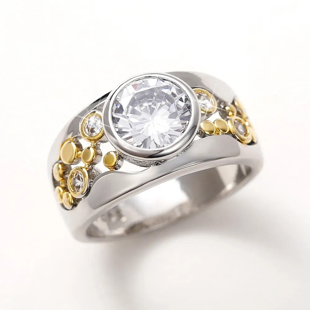 Vintage Bright Zirconia Silver Ring