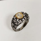 Vintage Dark & White Glass Ring